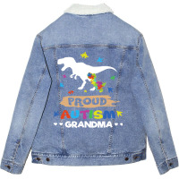 Autism Awareness Proud Grandma Dinosaur Unisex Sherpa-lined Denim Jacket | Artistshot