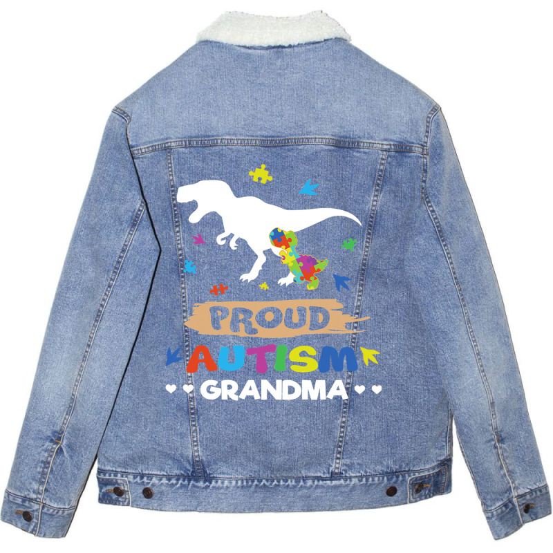 Autism Awareness Proud Grandma Dinosaur Unisex Sherpa-lined Denim Jacket | Artistshot