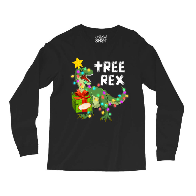 Christmas Dinosaur Kids Boys Men Christmas Lights  Long Sleeve Shirts | Artistshot