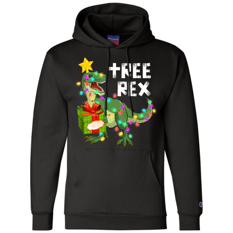 Christmas Dinosaur Kids Boys Men Christmas Lights  Champion Hoodie | Artistshot