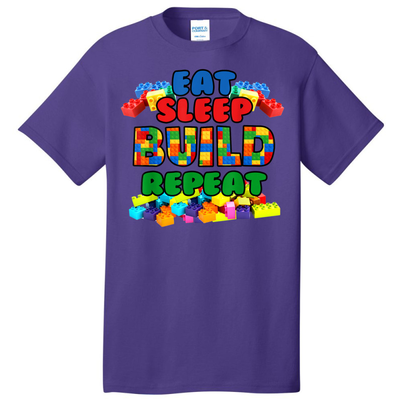 Funny Eat Sleep Build Repeat Building Blocks Kids Basic T-shirt | Artistshot