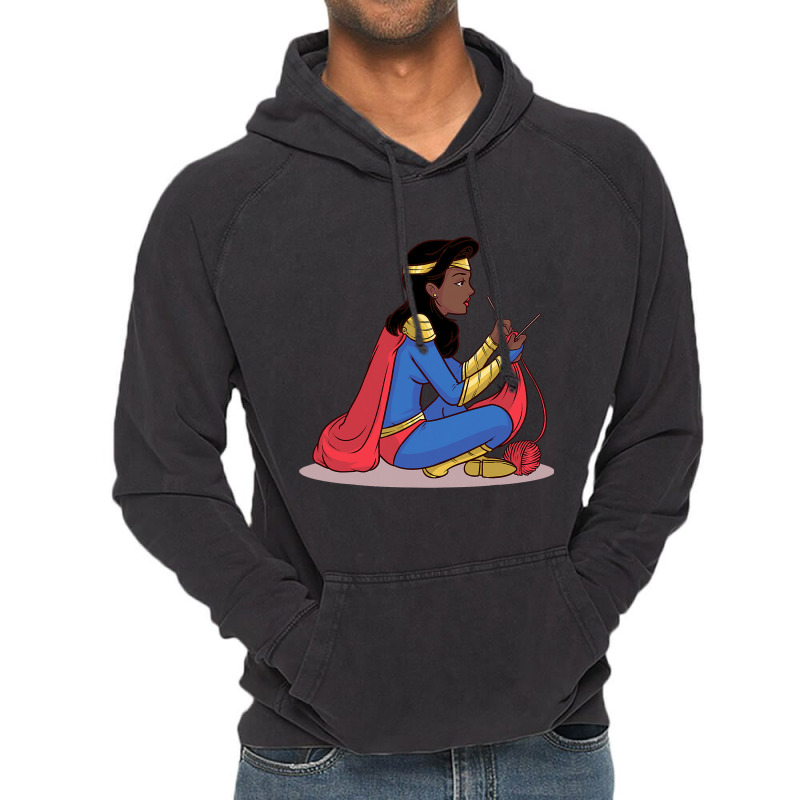 Ethnic Woman Of Color Knitting Super Woman Design Vintage Hoodie by LilahHutchinson | Artistshot