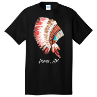 Native Indian Tribal Headdress Art T  Shirt Homer Alaska Watercolor Na Basic T-shirt | Artistshot