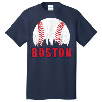 Vintage Boston Skyline Baseball Throwback For Red Game Day T Shirt Basic T-shirt | Artistshot