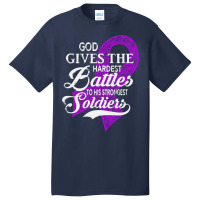 Alzheimers Awareness T  Shirt God Gives The Hardest Battles Strongest Basic T-shirt | Artistshot