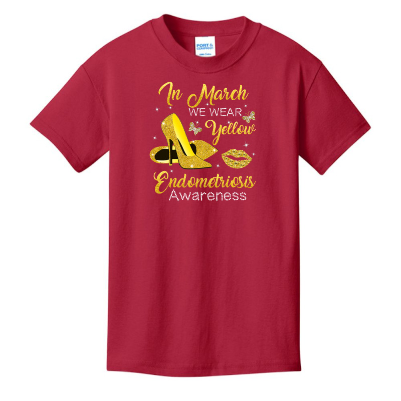 In March Wear Yellow High Heels Endometriosis Awareness T Shirt Basic Youth T-shirt by Jeffrey_Insalaco | Artistshot