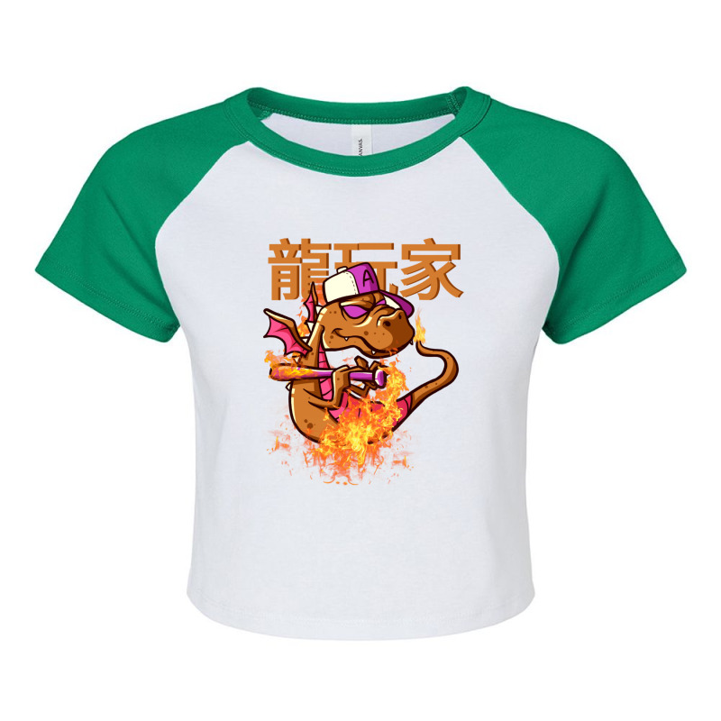 The Player Dragon The Baseball Bat Dragon Lichdragon Chinese Writing E Raglan Crop Top by KenyaGaines | Artistshot