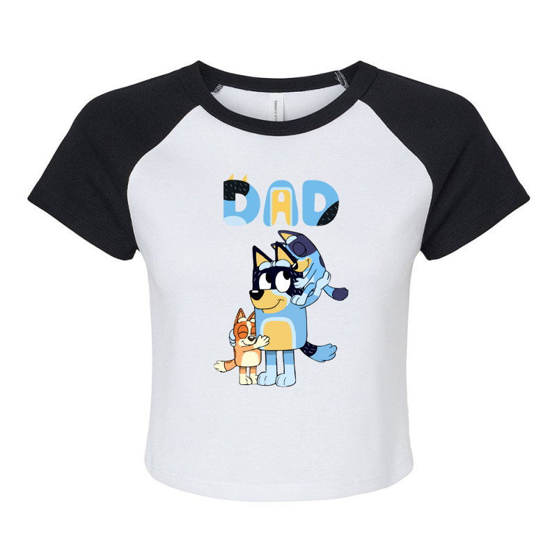 Dad Playing Son And Daughter Raglan Crop Top | Artistshot