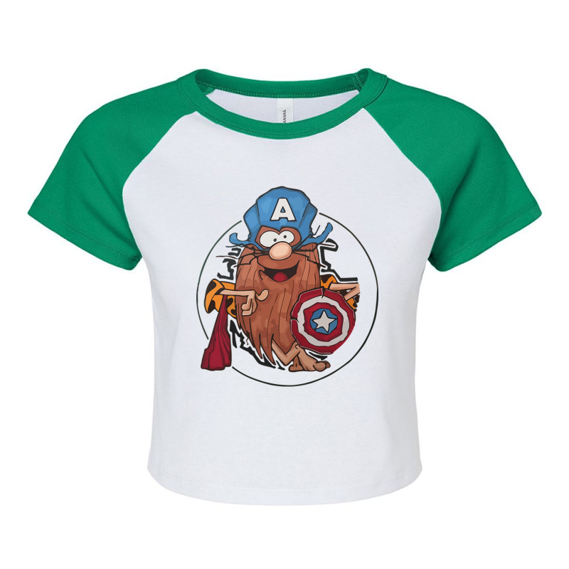 Captain Caveman Raglan Crop Top by cm-arts | Artistshot