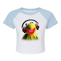 Muppet Babies Kermit Headphones Raglan Crop Top | Artistshot