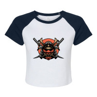 Angry Samurai Anime Raglan Crop Top | Artistshot