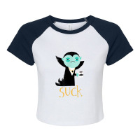 Cute Dracula Vampire Morning Suck Coffee Halloween Costume Raglan Crop Top | Artistshot