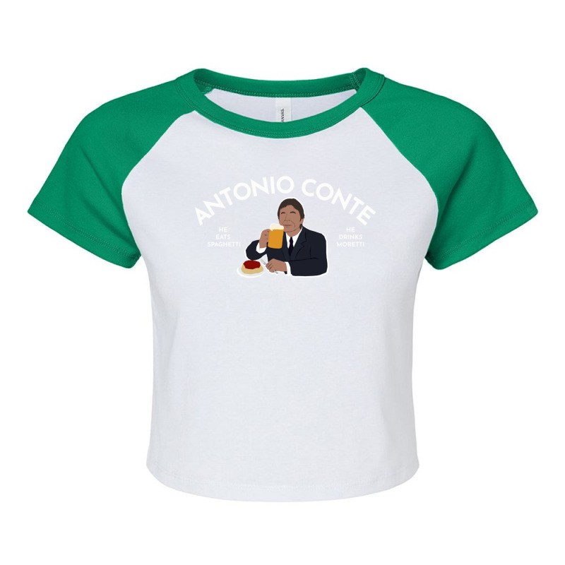 Antonio Conte He Eats Spaghetti He Drink Moretti Essential Raglan Crop Top by MylaLe | Artistshot