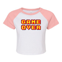 Game Over Vintage Retro Video Games Gaming Gift Arcade Raglan Crop Top | Artistshot