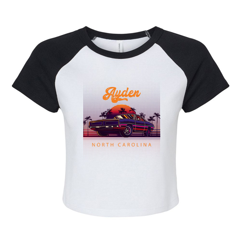 Ayden North Carolina Retro Vintage 80s 90s Muscle Cars Retrowave Aesth Raglan Crop Top by pancakespienova | Artistshot