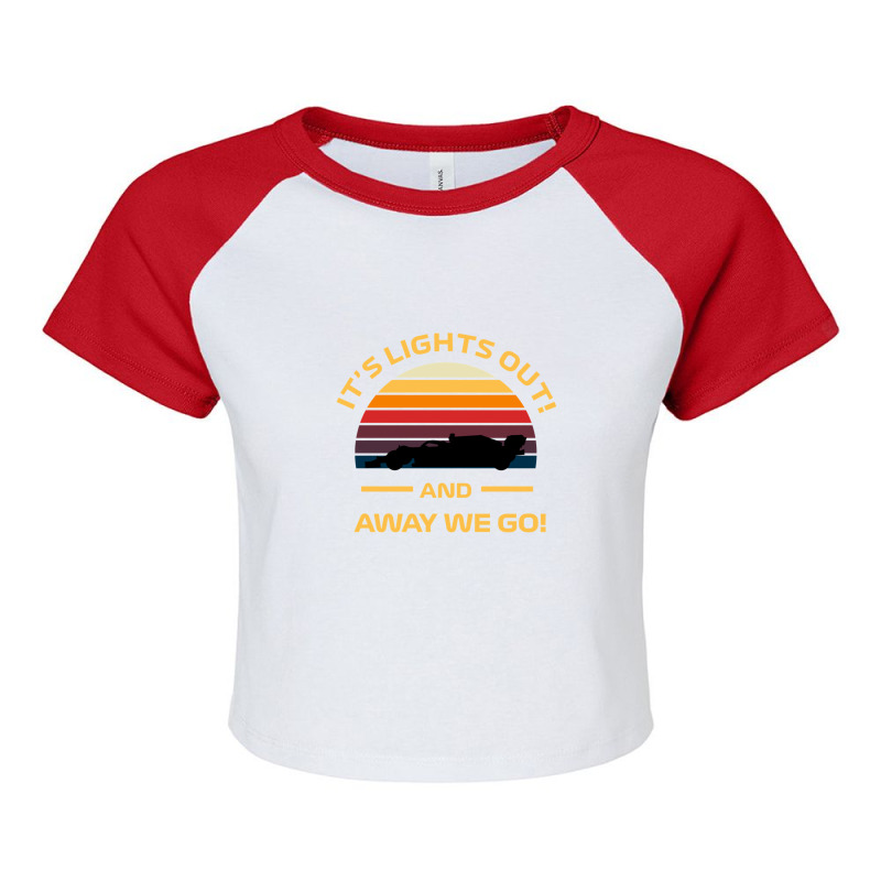 Formula One Retro Sunset Design - It's Lights Out And Away We Go Raglan Crop Top by LauraCraig | Artistshot