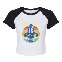 Space Shuttle Blast Off 18th Birthday Retro Portrait Raglan Crop Top | Artistshot