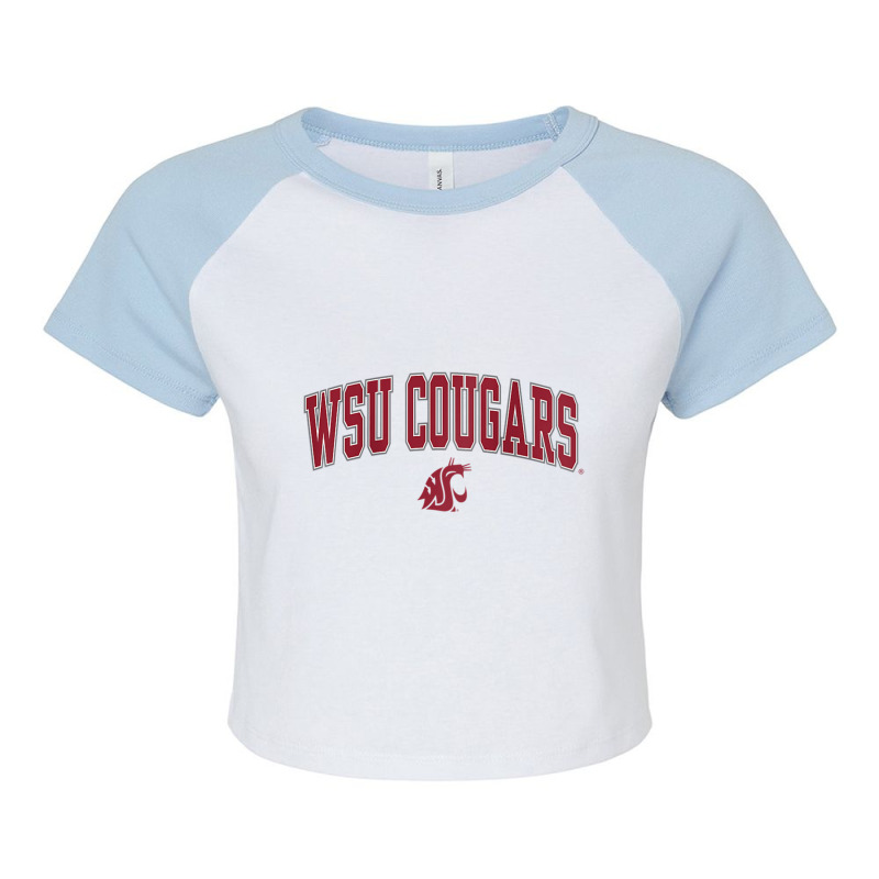 Womens Washington State Cougars Womens Arch Over Heather Gray Raglan B Raglan Crop Top by cm-arts | Artistshot