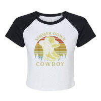 Simmer Down Cowboy Vintage Cowboy Hat Country Music T Shirt Raglan Crop Top | Artistshot