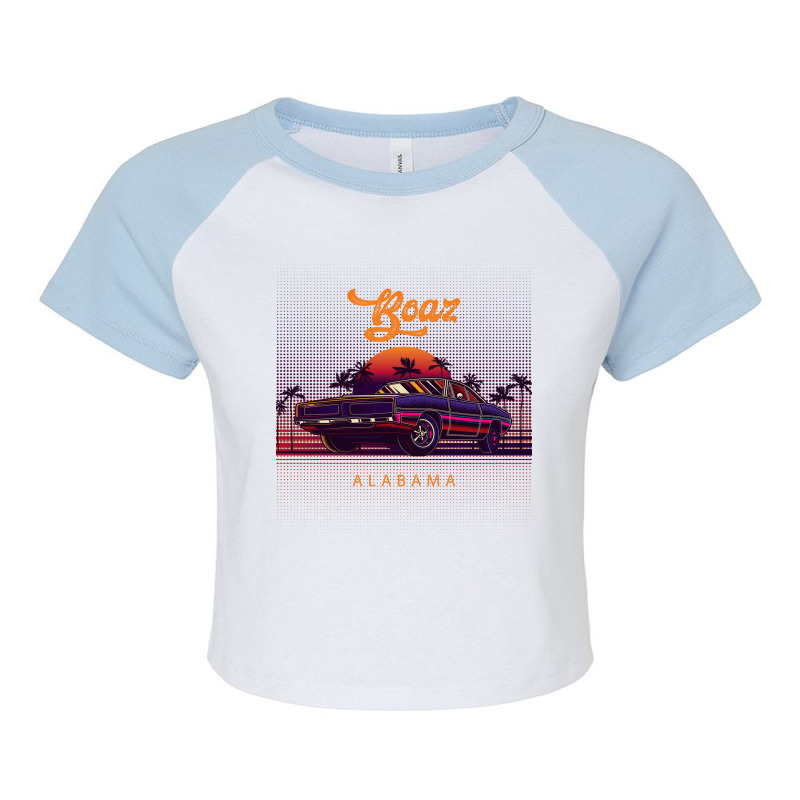 Boaz Alabama Retro Vintage 80s 90s Muscle Cars Retrowave Aesthetic Raglan Crop Top by pancakespienova | Artistshot