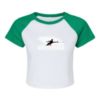 Slalom Waterskier Silhouetted Against Spray Raglan Crop Top | Artistshot