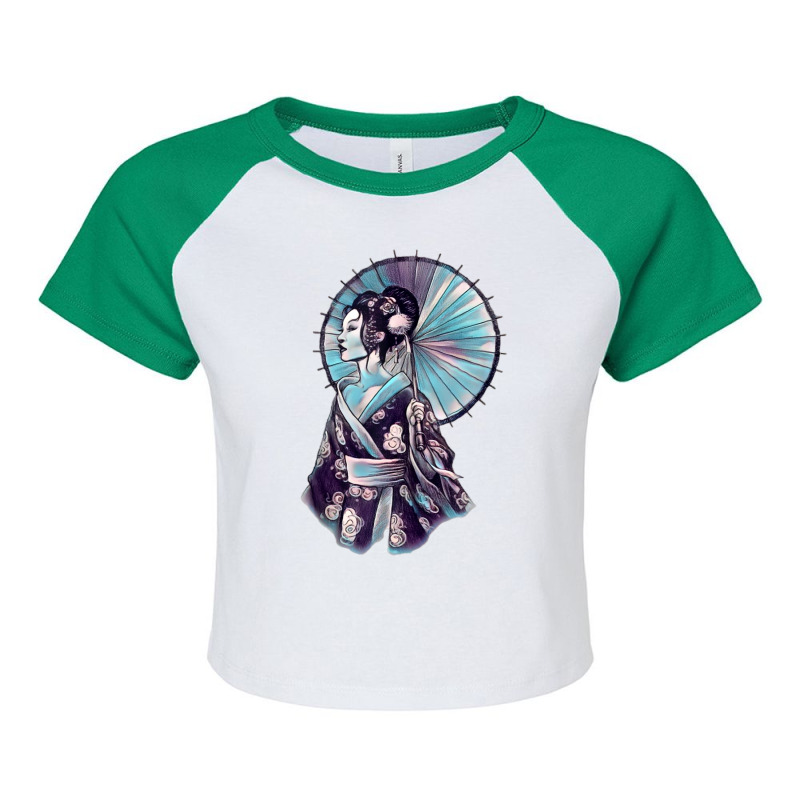 Geisha Watercolor Tokyo Parasol Tank Top Raglan Crop Top by cm-arts | Artistshot