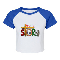 True Story Christmas Manger Nativity Scene Buffalo Plaid T Shirt Raglan Crop Top | Artistshot