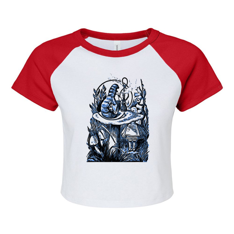 Alice & The Hookah Smoking Caterpillar Raglan Crop Top by cm-arts | Artistshot