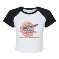 Alligator Space Invader Raglan Crop Top | Artistshot