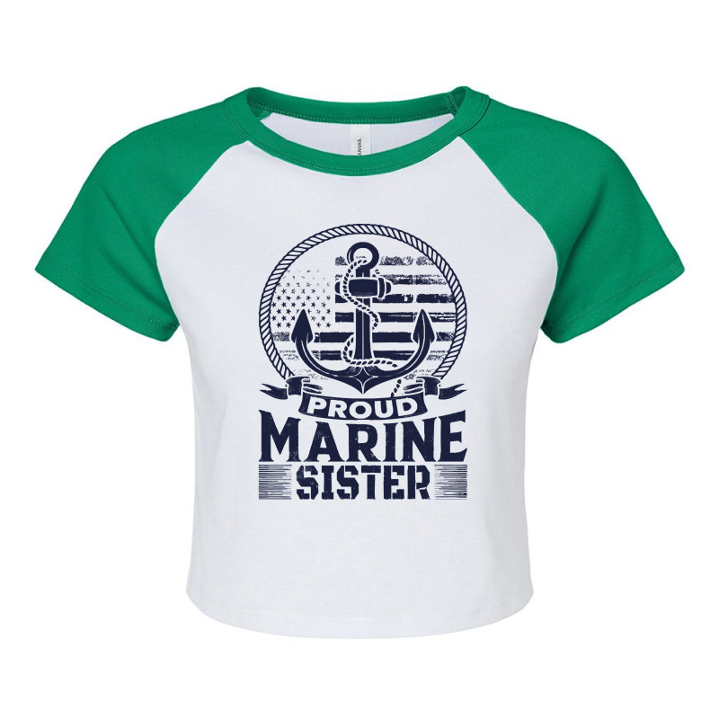 Marine Sister Proud Marine Sister United States Of America Military Raglan Crop Top by kerchingparticular | Artistshot