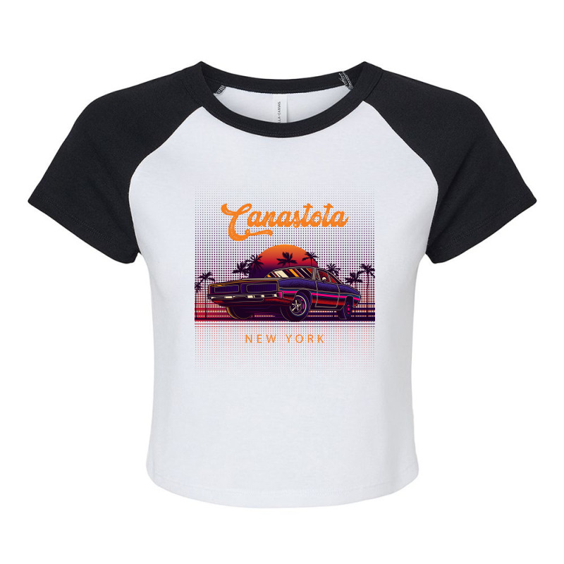 Canastota New York Retro Vintage 80s 90s Muscle Cars Retrowave Aesthet Raglan Crop Top by pancakespienova | Artistshot