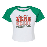 Merry Principal Christmas School Principal Xmas Party Premium T Shirt Raglan Crop Top | Artistshot