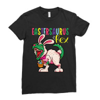 Eastersaurus Rex Dinosaur Easter Ears Easter Eggs Ladies Fitted T-shirt | Artistshot