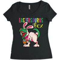 Eastersaurus Rex Dinosaur Easter Ears Easter Eggs Women's Triblend Scoop T-shirt | Artistshot