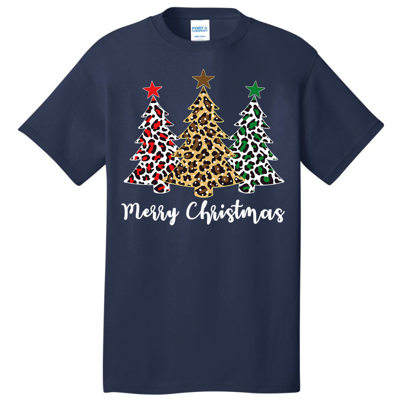 Funny Christmas Tree Leopard Cheetah Print Merry Christmas T Shirt Basic T-shirt by Denise_Riemenschneider | Artistshot