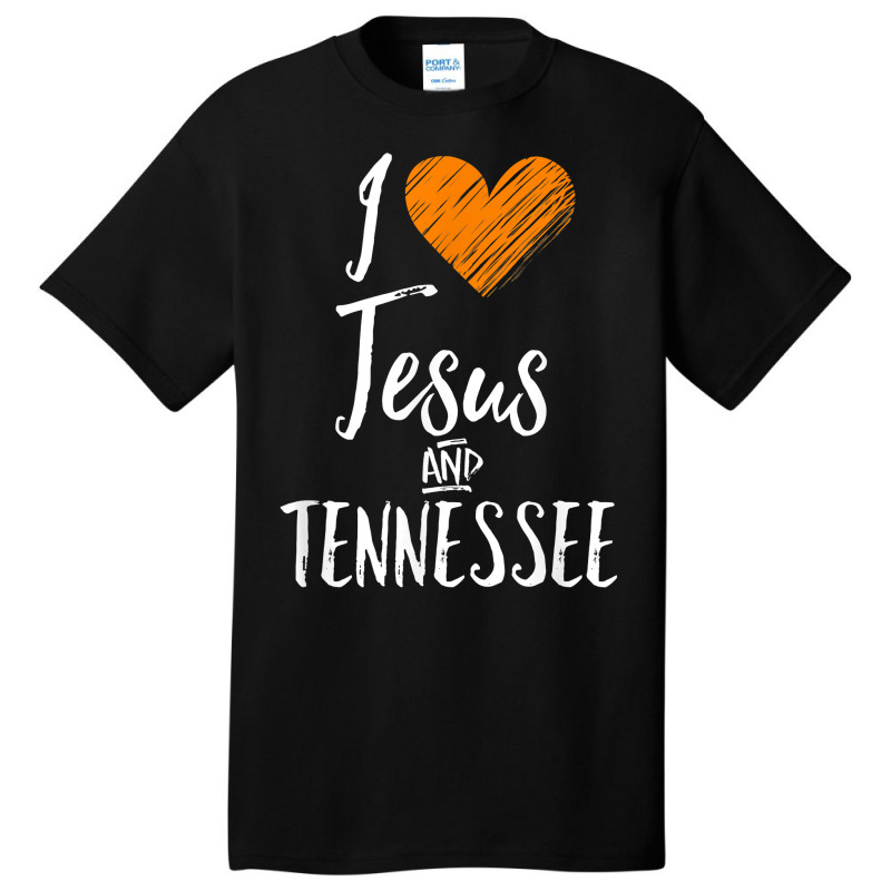 I Love Jesus And Tennessee Shirt Orange Heart Cute Fan Gift T Shirt Basic T-shirt by kalerttjay | Artistshot