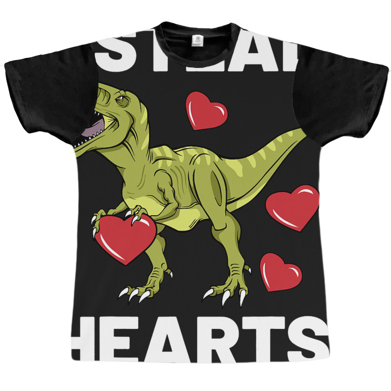 Boys Valentines Day Kids I Steal Hearts Dinosaur T Graphic T-shirt | Artistshot