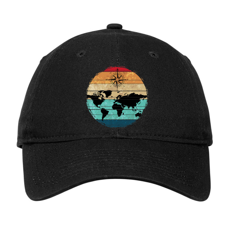 Country Cartography Compass Traveling Retro World  Adjustable Cap | Artistshot