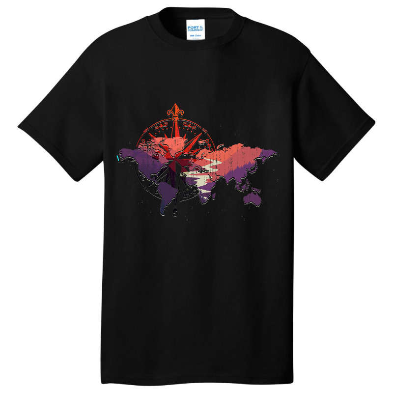 Compass Traveling Traveler Country Globe World Map Basic T-shirt | Artistshot