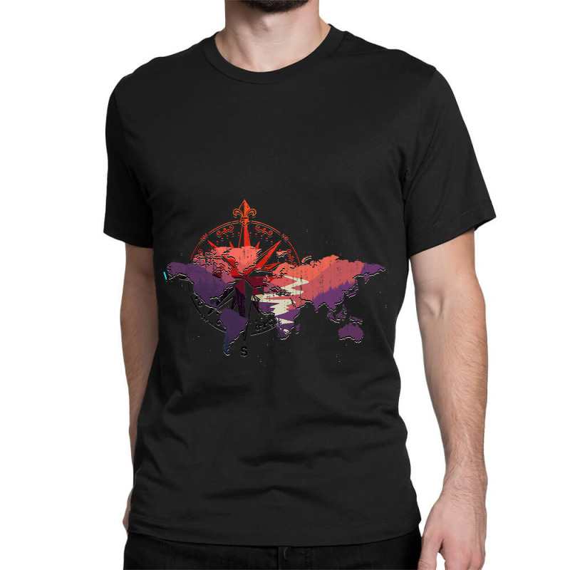 Compass Traveling Traveler Country Globe World Map Classic T-shirt | Artistshot