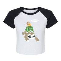 Cool Sloth, Turtle And Snail Running Team Raglan Crop Top | Artistshot