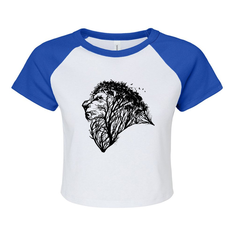 Lion Tree Nature Forest Raglan Crop Top by cm-arts | Artistshot