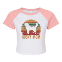 Retro Husky Mom Gift Dog Mother Pet Siberian Huskies Mama Raglan Crop Top | Artistshot