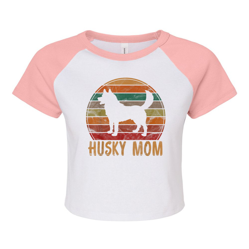 Retro Husky Mom Gift Dog Mother Pet Siberian Huskies Mama Raglan Crop Top by SorenKim | Artistshot