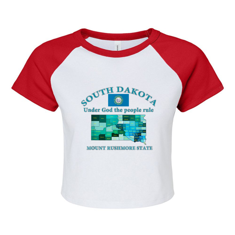 Colorful South Dakota County Map, Flag, Motto, Nickname T Shirt Raglan Crop Top by cm-arts | Artistshot