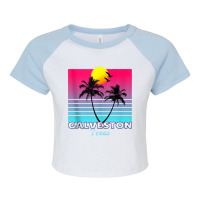 Galveston Texas Tx Retro Tank Top Raglan Crop Top | Artistshot