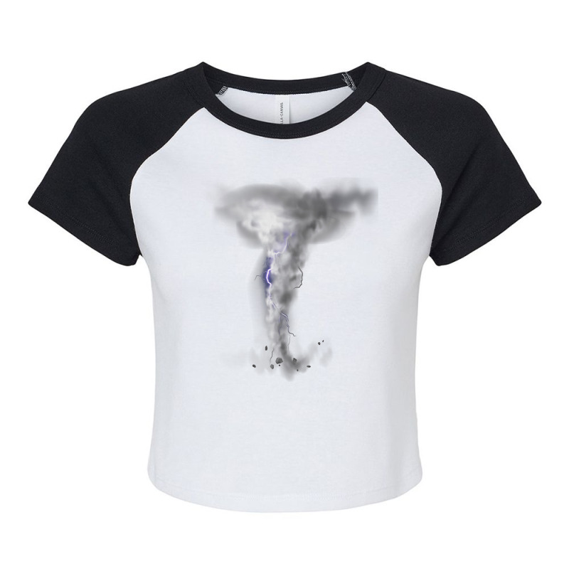 Tornado Hurricane Lightning Bolt Storm Cloud Strikes Sky Raglan Crop Top by DevynGiorgio | Artistshot