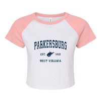 Parkersburg West Virginia Wv Vintage Sports Navy Print Sweatshirt Raglan Crop Top | Artistshot