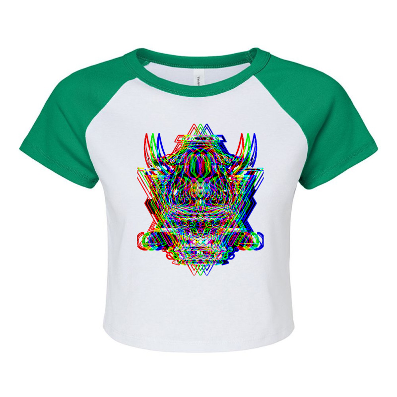 Samurai Oni Demon Mask Bushido Warrior Aesthetic Japanese T Shirt Raglan Crop Top by cm-arts | Artistshot