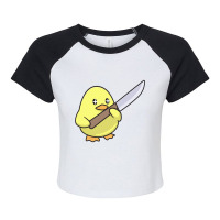 Duck With A Sword Raglan Crop Top | Artistshot